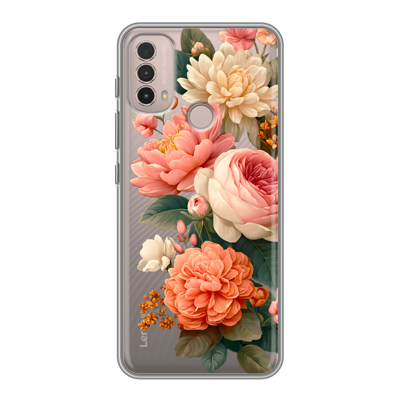 Силиконовый противоударный чехол на Lenovo K14 Plus с принтом цветы Силиконовый противоударный чехол на Lenovo K14 Plus с принтом цветы