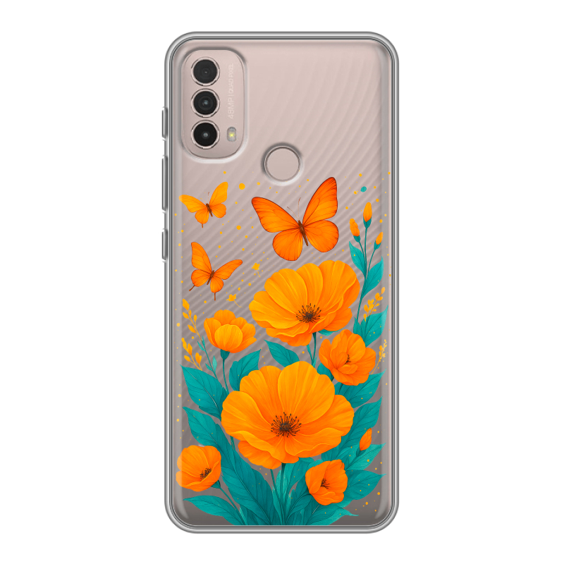 Силиконовый чехол на Lenovo K14 Plus с принтом цветы бабочки Силиконовый чехол на Lenovo K14 Plus с принтом цветы бабочки