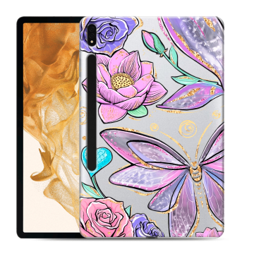 Силиконовый чехол на Samsung Galaxy Tab S8 Plus с принтом Бабочки и цветы