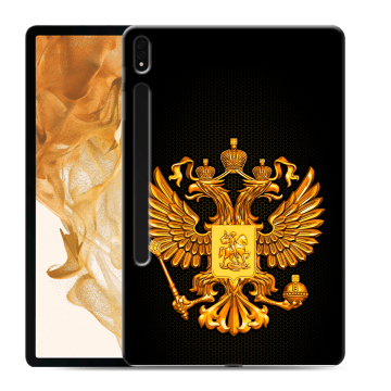 Силиконовый чехол на Samsung Galaxy Tab S8 Plus с принтом Герб России желтый