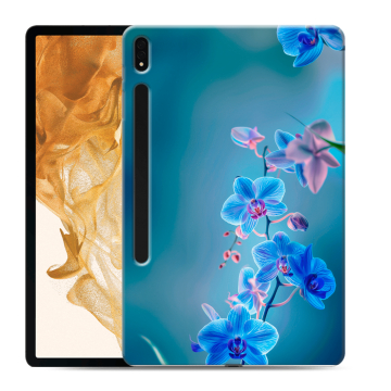 Силиконовый чехол на Samsung Galaxy Tab S8 Plus с принтом Голубые цветы
