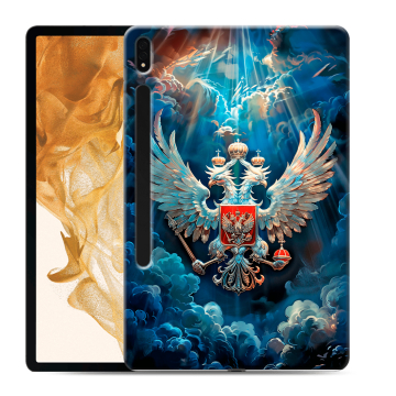 Силиконовый чехол на Samsung Galaxy Tab S8 Plus с принтом Герб флаг России