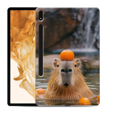 Силиконовый чехол на Samsung Galaxy Tab S8 Plus с принтом Капибара с апельсином