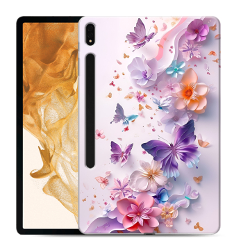 Силиконовый чехол на Samsung Galaxy Tab S8 Plus с принтом цветы бабочки