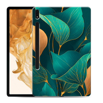 Силиконовый чехол на Samsung Galaxy Tab S8 Plus с принтом Листья и золото