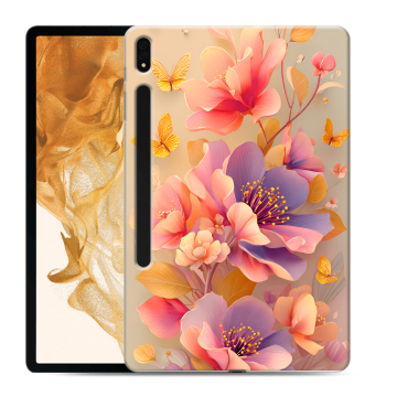 Силиконовый чехол на Samsung Galaxy Tab S8 Plus с принтом Цветы и бабочки