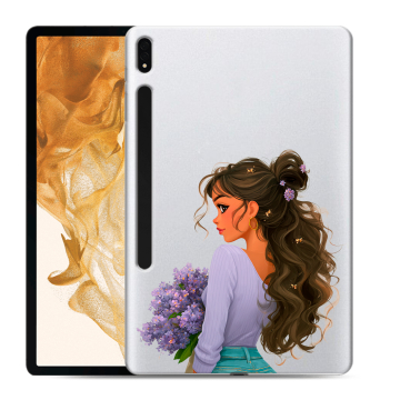 Силиконовый чехол на Samsung Galaxy Tab S8 Plus с принтом девушка цветы