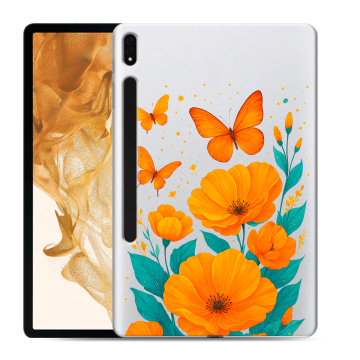 Силиконовый чехол на Samsung Galaxy Tab S8 Plus с принтом цветы бабочки