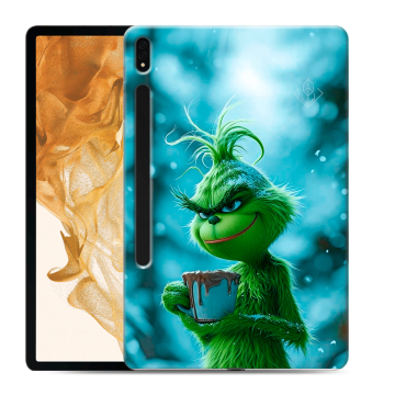 Силиконовый чехол на Samsung Galaxy Tab S8 Plus с принтом Новый год гринч