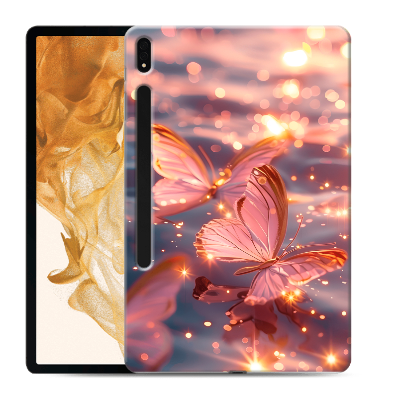 Силиконовый чехол на Samsung Galaxy Tab S8 Plus с принтом бабочки розовые Силиконовый чехол на Samsung Galaxy Tab S8 Plus с принтом бабочки розовые