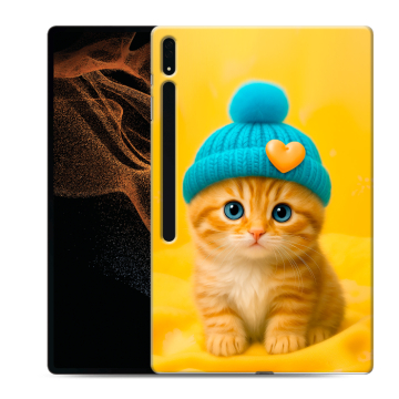Силиконовый чехол на Samsung Galaxy Tab S8 Ultra с принтом Котенок в шапке
