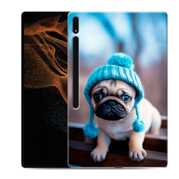 Силиконовый чехол на Samsung Galaxy Tab S8 Ultra с принтом Мопс в шапке