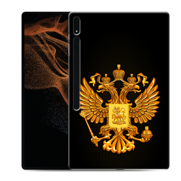 Силиконовый чехол на Samsung Galaxy Tab S8 Ultra с принтом Герб России желтый