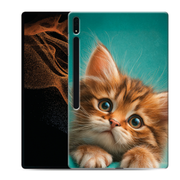 Силиконовый чехол на Samsung Galaxy Tab S8 Ultra с принтом котенок