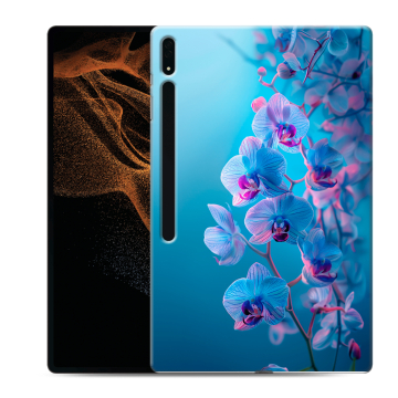 Силиконовый чехол на Samsung Galaxy Tab S8 Ultra с принтом голубые орхидеи