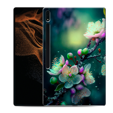 Силиконовый чехол на Samsung Galaxy Tab S8 Ultra с принтом Цветы и мрамор