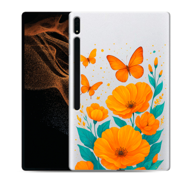 Силиконовый чехол на Samsung Galaxy Tab S8 Ultra с принтом цветы бабочки