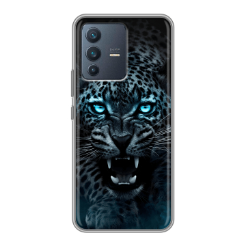 Силиконовый чехол на Vivo V23 с принтом Темный леопард