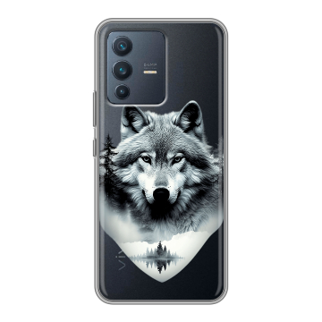 Силиконовый чехол на Vivo V23 с принтом Волк в лесу Силиконовый чехол на Vivo V23 с принтом Волк в лесу