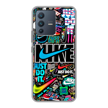 Силиконовый чехол на Vivo V23 с принтом найк nike черный Силиконовый чехол на Vivo V23 с принтом найк nike черный