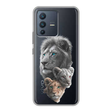 Силиконовый чехол на Vivo V23 с принтом Львы