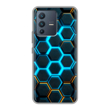Силиконовый чехол на Vivo V23 с принтом Неоновые соты