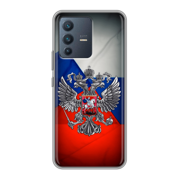 Силиконовый чехол на Vivo V23 с принтом Флаг России Силиконовый чехол на Vivo V23 с принтом Флаг России