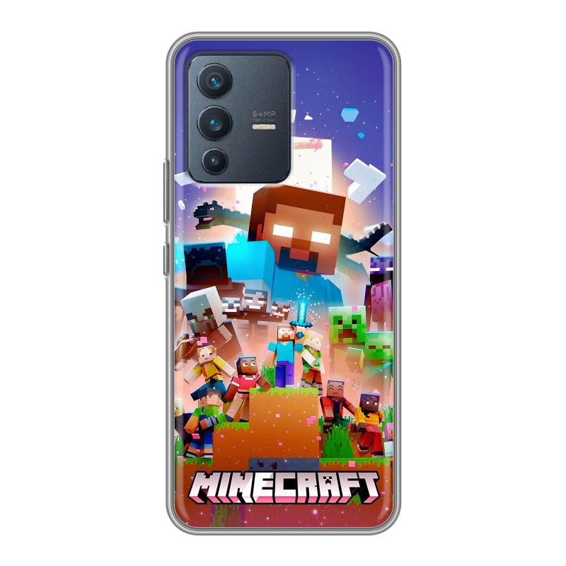 Силиконовый чехол на Vivo V23 с принтом Майнкрафт Minecraft Силиконовый чехол на Vivo V23 с принтом Майнкрафт Minecraft