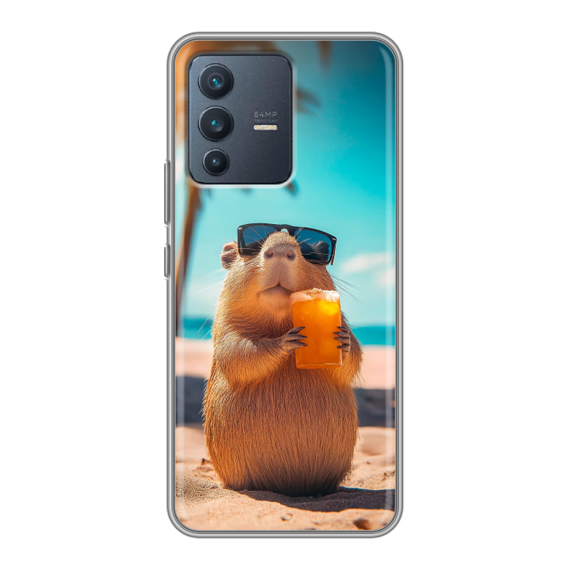 Силиконовый чехол на Vivo V23 с принтом Капибара Силиконовый чехол на Vivo V23 с принтом Капибара