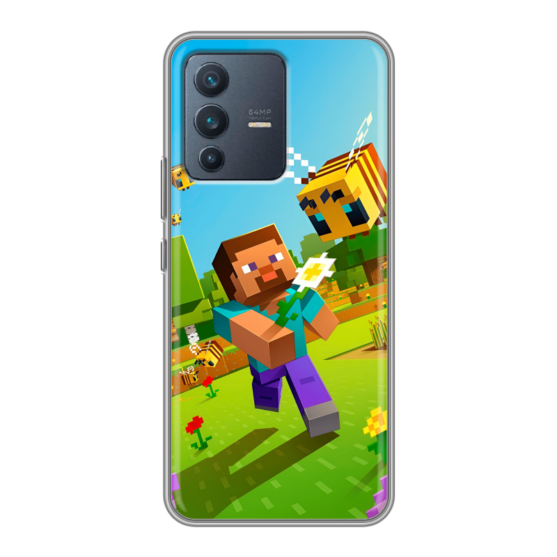 Силиконовый чехол на Vivo V23 с принтом Майнкрафт Minecraft Силиконовый чехол на Vivo V23 с принтом Майнкрафт Minecraft