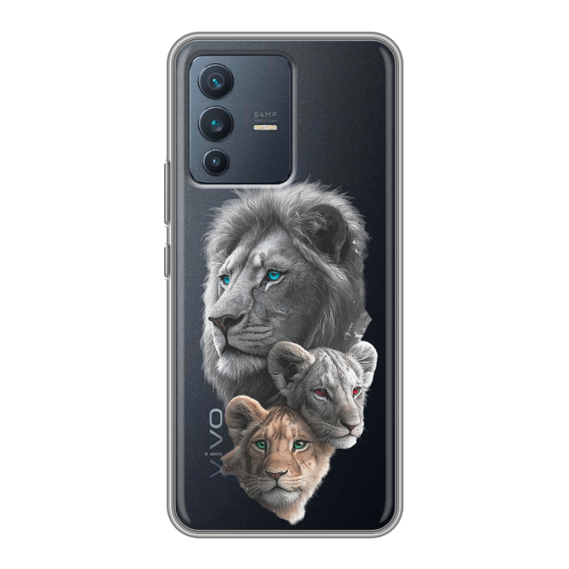 Силиконовый чехол на Vivo V23 с принтом Львы Силиконовый чехол на Vivo V23 с принтом Львы