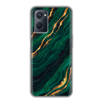 Силиконовый чехол на Realme 9i с принтом Мрамор зеленое золото