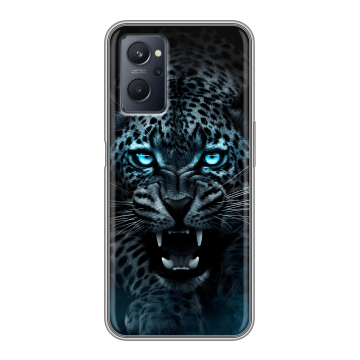 Силиконовый чехол на Realme 9i с принтом Темный леопард
