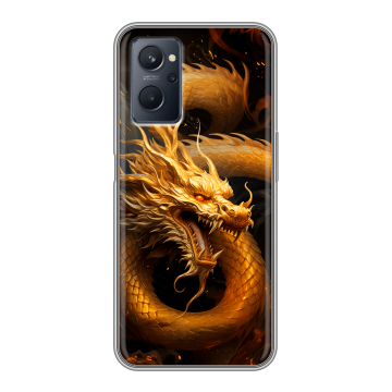 Силиконовый чехол на Realme 9i с принтом Золотой дракон Силиконовый чехол на Realme 9i с принтом Золотой дракон