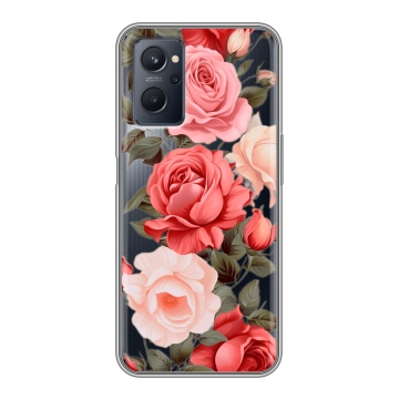 Силиконовый чехол на Realme 9i с принтом Розы Силиконовый чехол на Realme 9i с принтом Розы