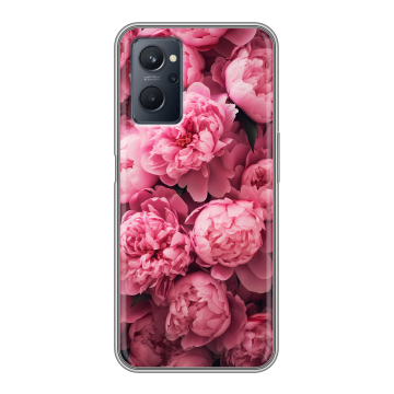 Силиконовый чехол на Realme 9i с принтом цветы пионы Силиконовый чехол на Realme 9i с принтом цветы пионы
