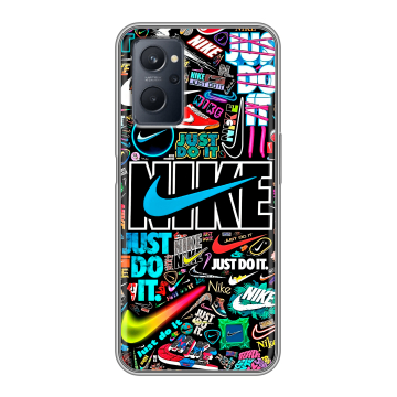 Силиконовый чехол на Realme 9i с принтом найк nike черный Силиконовый чехол на Realme 9i с принтом найк nike черный
