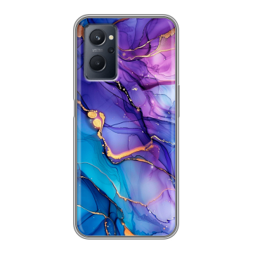 Силиконовый чехол на Realme 9i с принтом синий мрамор Силиконовый чехол на Realme 9i с принтом синий мрамор