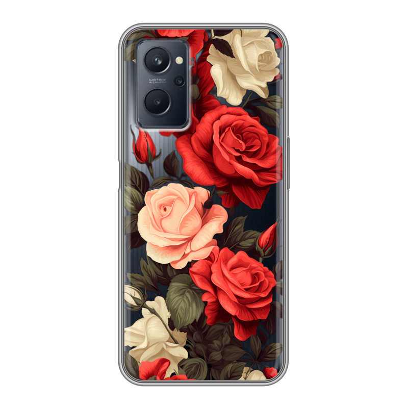 Силиконовый чехол на Realme 9i с принтом Розы Силиконовый чехол на Realme 9i с принтом Розы