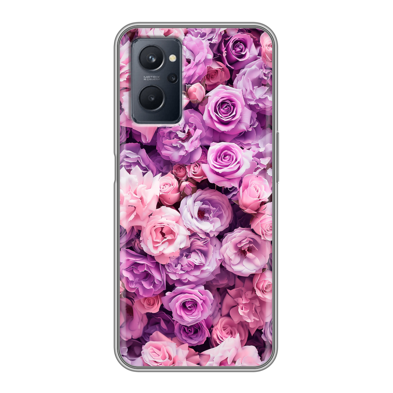 Силиконовый чехол на Realme 9i с принтом лавандовые розы Силиконовый чехол на Realme 9i с принтом лавандовые розы