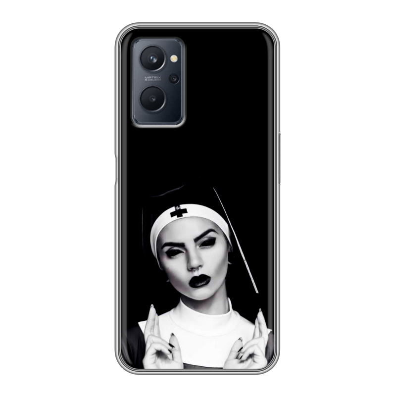 Силиконовый противоударный чехол на Realme 9i с принтом монашка Силиконовый противоударный чехол на Realme 9i с принтом монашка