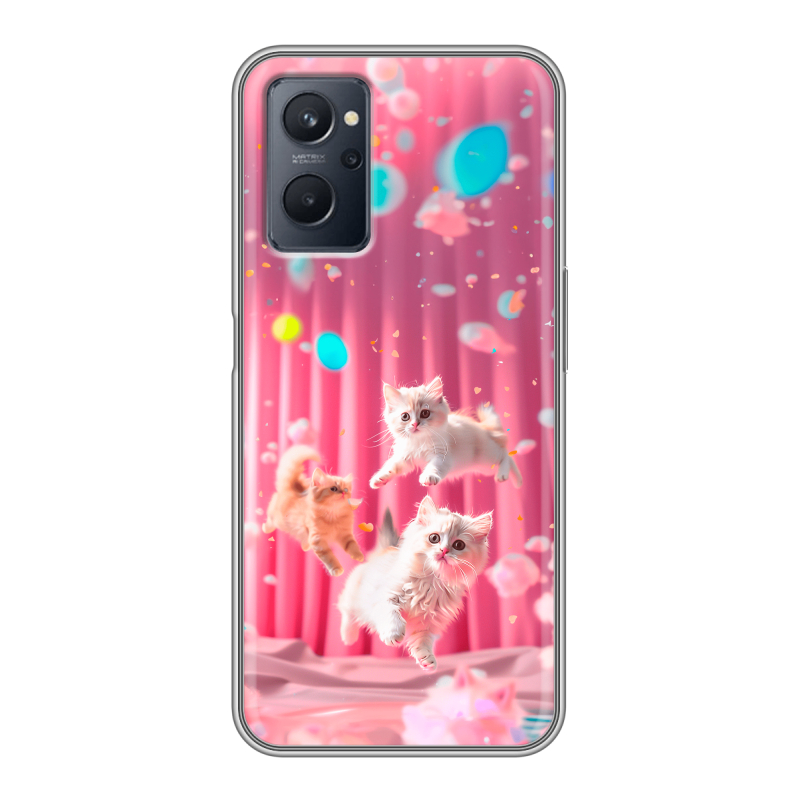 Силиконовый чехол на Realme 9i с принтом милые котики Силиконовый чехол на Realme 9i с принтом милые котики