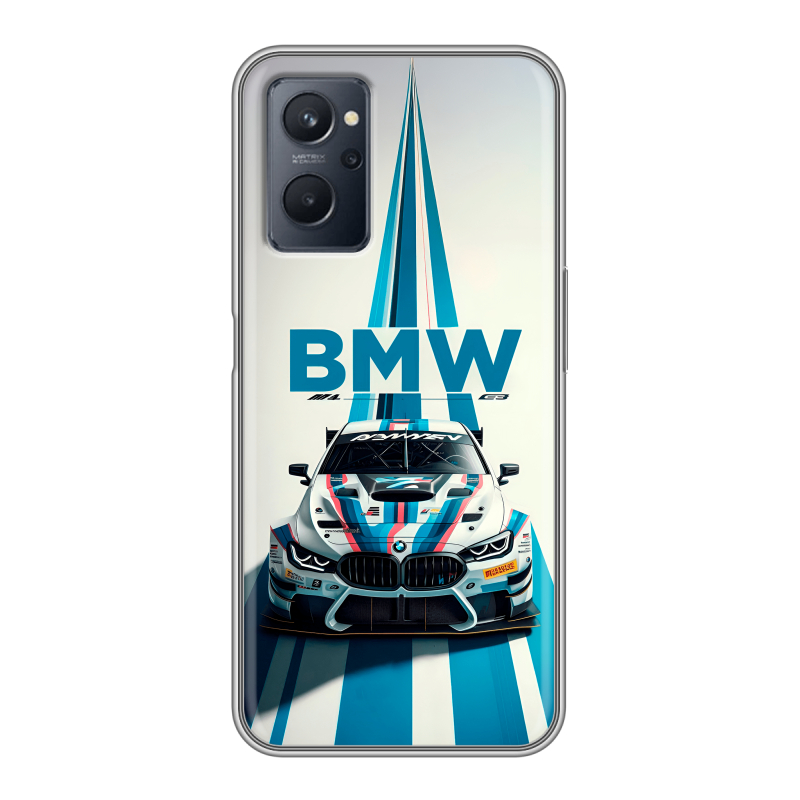 Силиконовый чехол на Realme 9i с принтом БМВ BMW Силиконовый чехол на Realme 9i с принтом БМВ BMW