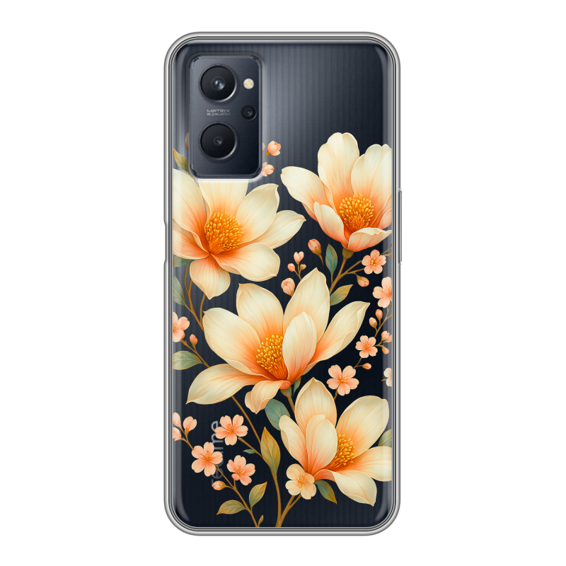 Силиконовый противоударный чехол на Realme 9i с принтом Цветы Силиконовый противоударный чехол на Realme 9i с принтом Цветы