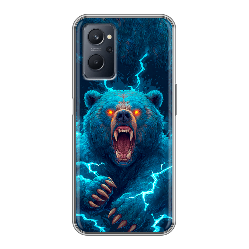 Силиконовый чехол на Realme 9i с принтом Медведь Силиконовый чехол на Realme 9i с принтом Медведь
