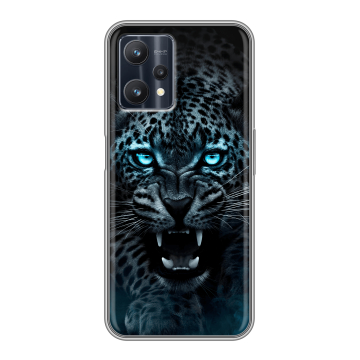 Силиконовый чехол на Realme 9 Pro с принтом Темный леопард Силиконовый чехол на Realme 9 Pro с принтом Темный леопард