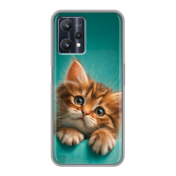 Силиконовый чехол на Realme 9 Pro с принтом котенок