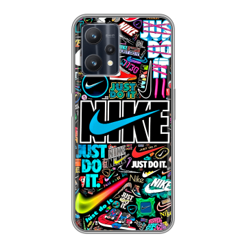Силиконовый чехол на Realme 9 Pro с принтом найк nike черный
