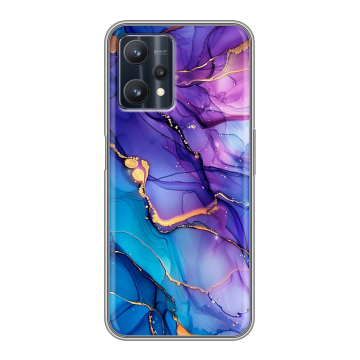 Силиконовый чехол на Realme 9 Pro с принтом синий мрамор Силиконовый чехол на Realme 9 Pro с принтом синий мрамор