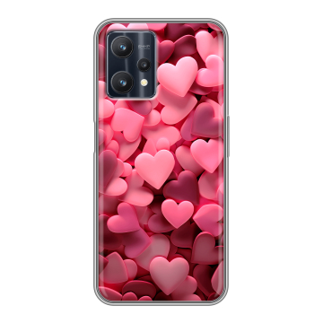 Силиконовый чехол на Realme 9 Pro с принтом розовые сердечки Силиконовый чехол на Realme 9 Pro с принтом розовые сердечки